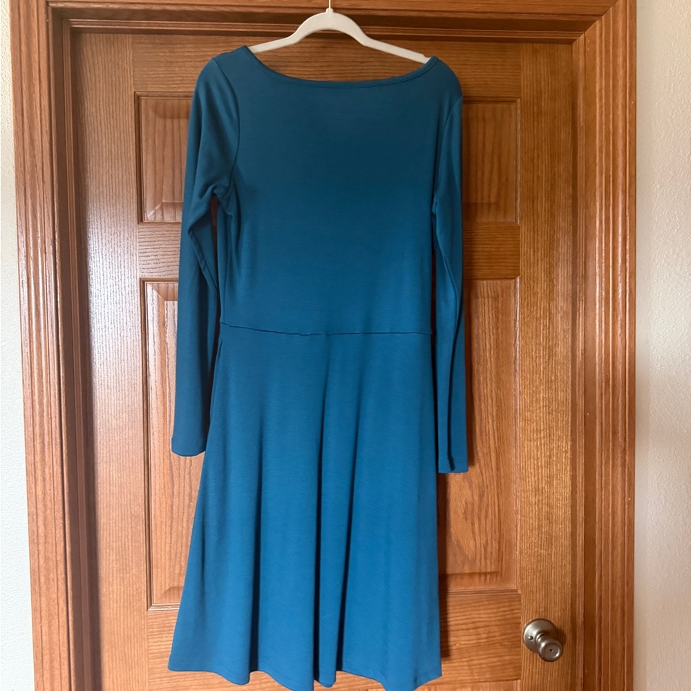 Wool& Marnie dress - Aegean Teal Large bell sleeve - Picture 2 of 3